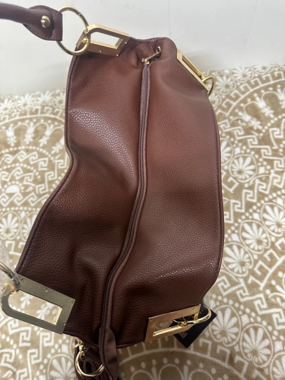 Dasein Hobo shoulder/ Crossbody Bag in soft faux leather with accent Rhinestones